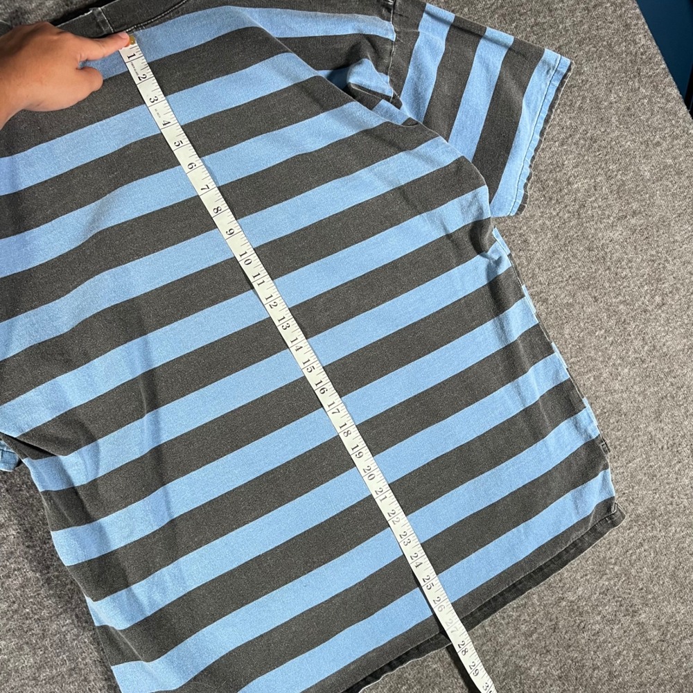 Vintage 80s Quiksilver Surf Striped Tshirt Made in USA Blue Faded Size Large - Picture 7 of 7